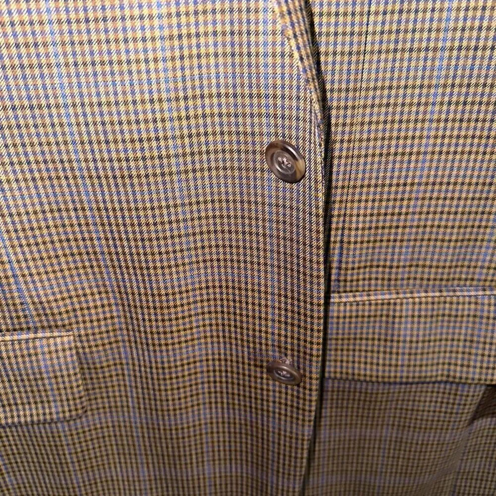 Samuelsohn Brown & Navy Windowpane Super 100s Sport Coat 42R